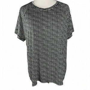 Liz Claiborne top short sleeve scoop neck stretch tee shirt black white size XL